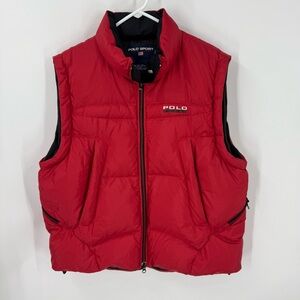 Polo Sport vintage down filled  Red Puffer Vest L unisex